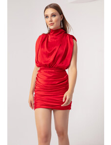 Lafaba Γυναικείο Κόκκινο Μίνι Βραδινό Φόρεμα &; Φόρεμα Prom