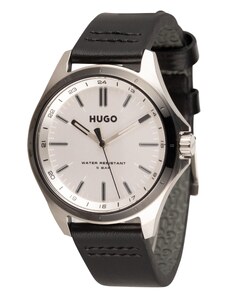 HUGO Αναλογικό ρολόι '#Complete' μαύρο / ασημί / λευκό
