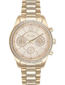JCOU Valerie Crystals Chronograph - JU19069-1, Gold case with Stainless Steel Bracelet
