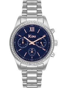 JCOU Valerie Crystals Chronograph - JU19069-3, Silver case with Stainless Steel Bracelet