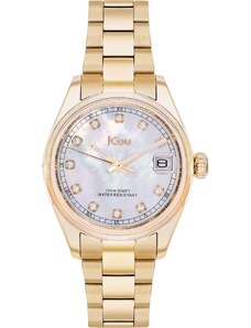 JCOU Serenity Crystals - JU19068-3, Gold case with Stainless Steel Bracelet