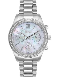 JCOU Valerie Crystals Chronograph - JU19069-5, Silver case with Stainless Steel Bracelet