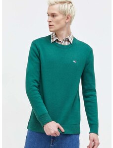 Βαμβακερό πουλόβερ Tommy Jeans χρώμα: πράσινο