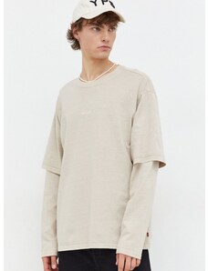 Βαμβακερή μπλούζα με μακριά μανίκια Levi's χρώμα: μπεζ