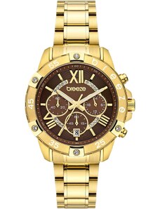 BREEZE Spectacolo Crystals Chronograph - 212441.8, Gold case with Stainless Steel Bracelet