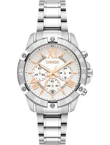 BREEZE Spectacolo Crystals Chronograph - 612441.1, Silver case with Stainless Steel Bracelet