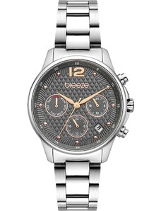 BREEZE Enigma Dual Time - 612431.6, Silver case with Stainless Steel Bracelet