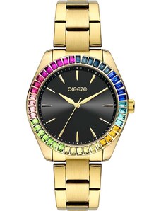 BREEZE Prismatic Crystals - 212411.6, Gold case with Stainless Steel Bracelet