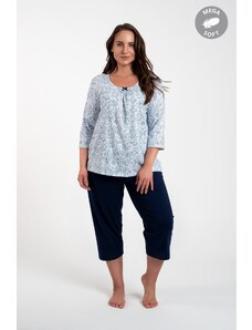 Italian Fashion Women's pyjamas Antonia, 3/4 sleeve, 3/4 leg - blue/navy blue print