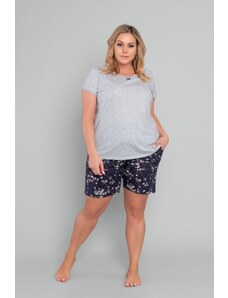 Italian Fashion Women's pyjamas Celestina, short sleeves, shorts - light melange/print