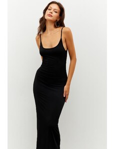 Cool &; Sexy Χριστουγέννων Γυναικών Μαύρο ρυθμιζόμενο λουράκι Maxi φόρεμα