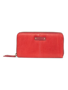 Γυναικείο πορτοφόλι μεγάλο με φερμουάρ σε κόκκινο δέρμα Hexagona K4AE18 - 27950-06