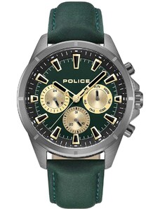 POLICE Malawi - PEWJF0005801, Anthracite case with Green Leather Strap