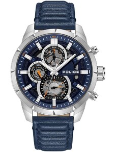 POLICE Neist - PEWJF0021801, Silver case with Blue Leather Strap