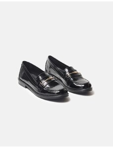 INSHOES DESIGN Flat loafers λουστρίνι με μεταλλική λεπτομέρεια Μαύρο