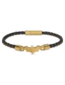 POLICE Bracelet Batman Batarang | Black Leather - Gold Stainless Steel Limited Edition PEAGB0034702