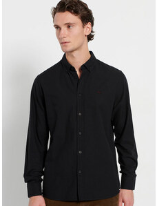 Funky Buddha ανδρικό πουκάμισο μαύρο FBM008-001-05-black