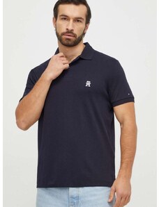 Βαμβακερό μπλουζάκι πόλο Tommy Hilfiger χρώμα: ναυτικό μπλε