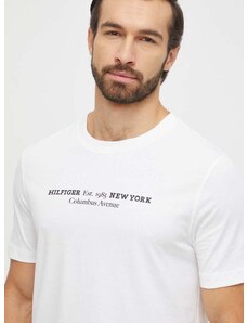 Βαμβακερό μπλουζάκι Tommy Hilfiger ανδρικά, χρώμα: άσπρο