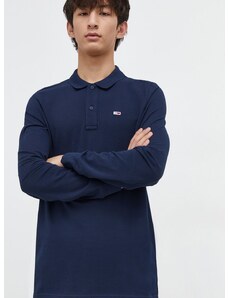 Βαμβακερή μπλούζα με μακριά μανίκια Tommy Jeans χρώμα: ναυτικό μπλε