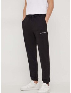 Βαμβακερό παντελόνι Calvin Klein Jeans χρώμα: μαύρο