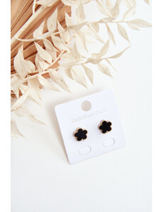Kesi Delicate black and gold floral earrings