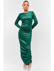 DeCoro Φόρεμα Maxi Velvet με Glitter - ΚΥΠΑΡΙΣΣΙ