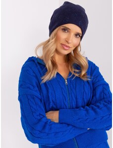Fashionhunters Navy Blue Women's Winter Beanie with Rhinestones