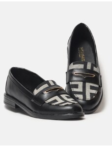 INSHOES DESIGN Basic flat loafers με μοτίβο μαιάνδρου Μαύρο