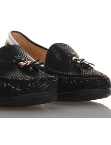 Famous Shoes Μαύρα Γυναικεία Κλασικά κροκό Παπούτσια