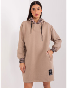Fashionhunters Dark beige asymmetrical sweatshirt dress