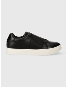 Δερμάτινα αθλητικά παπούτσια Calvin Klein CLEAN CUPSOLE SLIP ON χρώμα: μαύρο, HW0HW02007