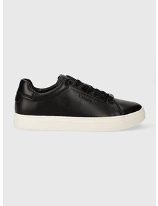 Δερμάτινα αθλητικά παπούτσια Calvin Klein CLEAN CUPSOLE LACE UP χρώμα: μαύρο, HW0HW01863