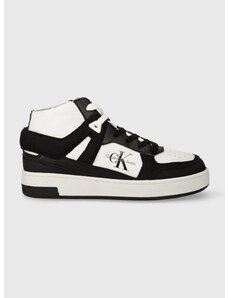 Δερμάτινα αθλητικά παπούτσια Calvin Klein Jeans BASKET CUPSOLE HIGH MIX ML FAD χρώμα: μαύρο, YW0YW01300