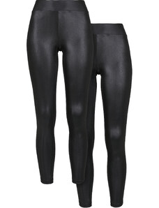 UC Ladies Women's Synthetic Leather Leggings 2 Pack Black+Black