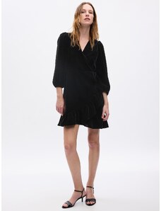 GAP Μαύρο Velvet Wrap Mini Φόρεμα