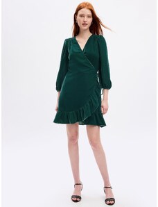 GAP Πράσινο Velvet Wrap Mini Φόρεμα