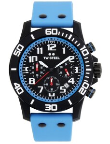 TW STEEL Carbon Chronograph - CA4, Black case with Light Blue Rubber Strap