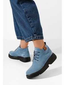 Zapatos Γυναικεία δερμάτινα μποτάκια Arania μπλε
