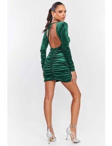 DeCoro Φόρεμα Mini Velvet Εξώπλατο με Glitter - ΚΥΠΑΡΙΣΣΙ