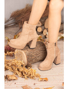 armonika SUEDE TWO ANKLE BOOTH TOE SIDE ZIPPER PLATFORM BOOTS