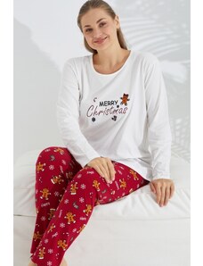 Γυναικεία πιτζάμα plus size Sexen MERRY CHRISTMAS Βαμβακερή Άσπρο