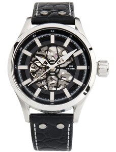 TW STEEL Volante Skeleton Automatic - VS130 Silver case with Black Leather Strap