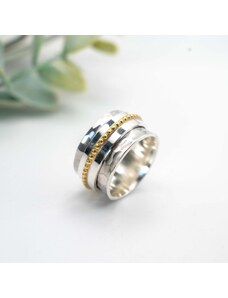 SILVERstro Κοσμήματα Ασημένιο αντιστρές δαχτυλίδι με ορείχαλκο