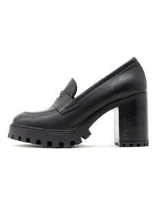 LEATHER HIGH HEEL LOAFERS WOMEN VELAIDE