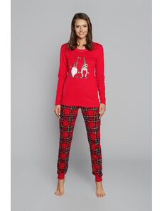 Italian Fashion Women's St. Nicholas pyjamas, long sleeves, long legs - red/print