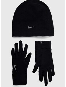 Σκούφος και γάντια Nike χρώμα: μαύρο