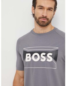 Βαμβακερό μπλουζάκι Boss Green ανδρικά, χρώμα: γκρι
