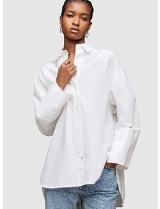 Βαμβακερό πουκάμισο AllSaints Evie χρώμα: άσπρο