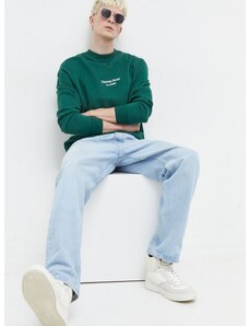 Βαμβακερή μπλούζα Tommy Jeans χρώμα: πράσινο